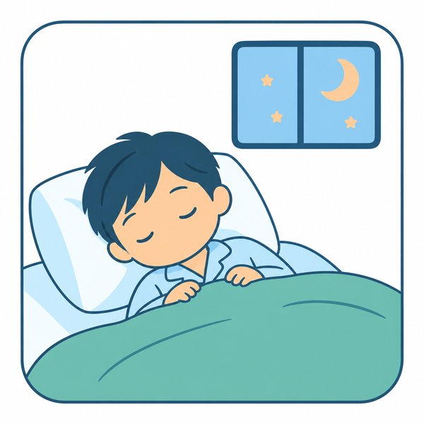 夜、レンズをつけて眠るイメージ